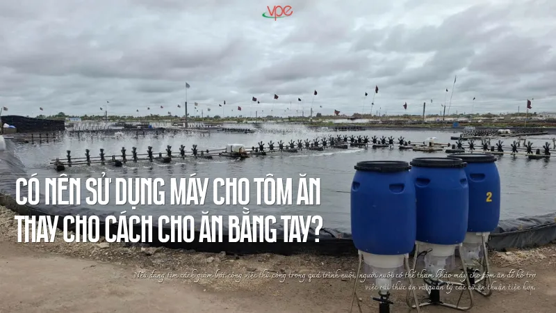 alt="cho tôm ăn bằng máy cho tôm"